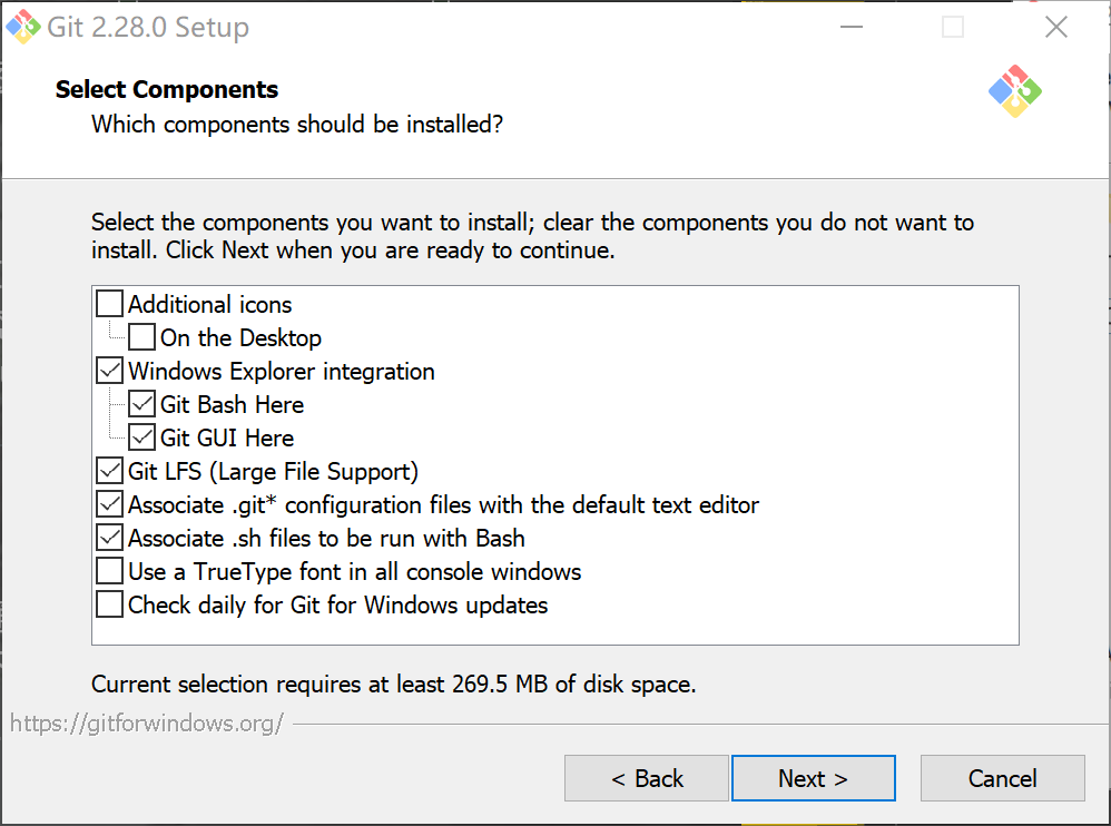 Git for Windows installation 3